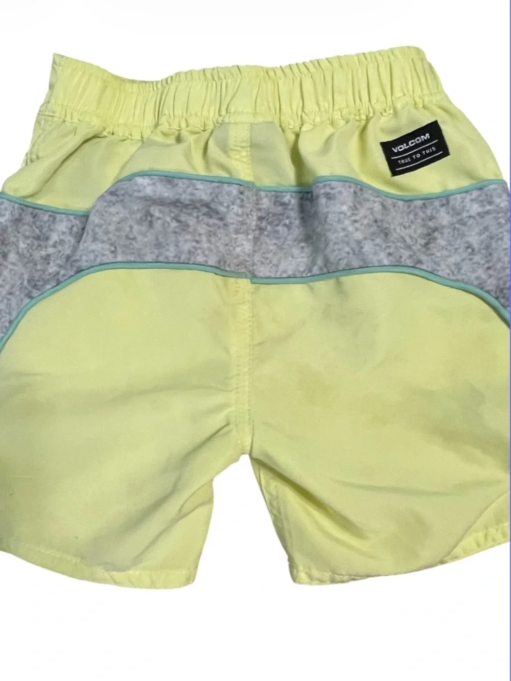 Volcom Yellow and Gray Colorblock Toddler Kids Swim Shorts